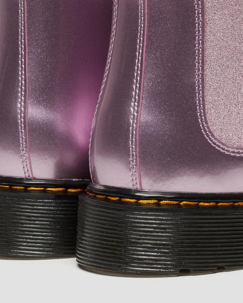 Kids' Dr Martens Youth 2976 Metallic Chelsea Boots Pink | AU 670LIS